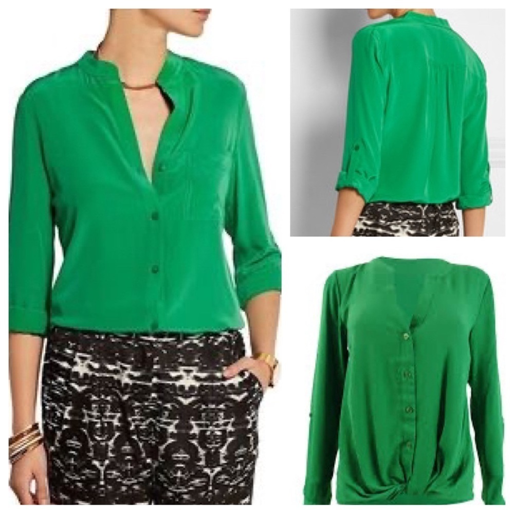 Women’s Lightweight Old Navy Bright Green Polyester Button Down Blouse Small